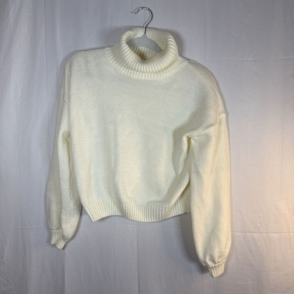 Shein Cream Pullover Long Sleeve Turtle Neck Knit Sweater Size Small Preowned